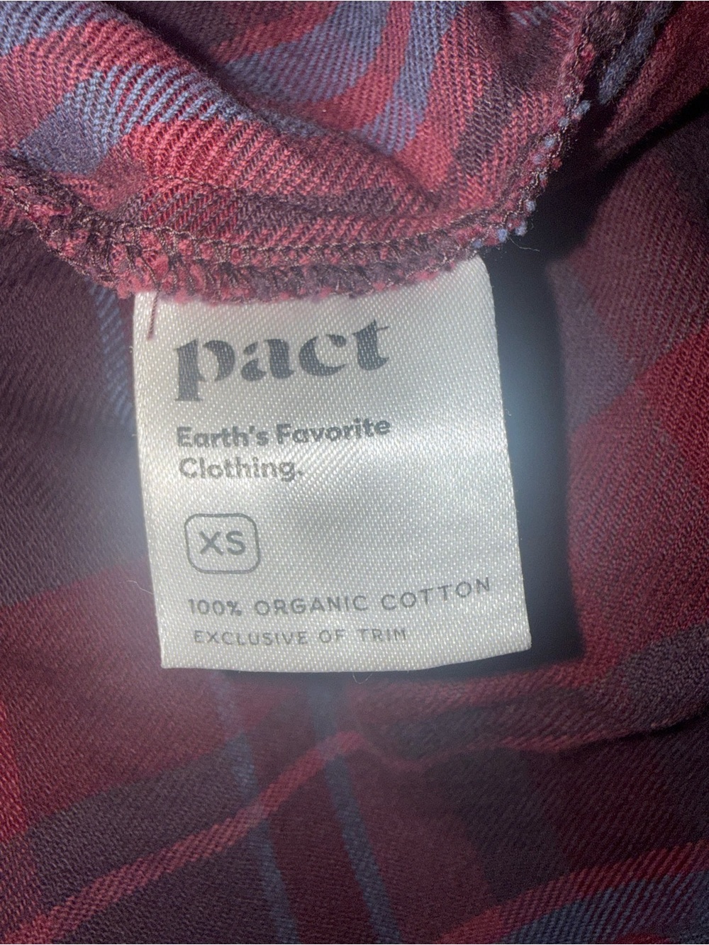 Pact Fireside Flannel Crossover Faux Wrap Midi Dress in Burgundy Size XS - Picture 12 of 12